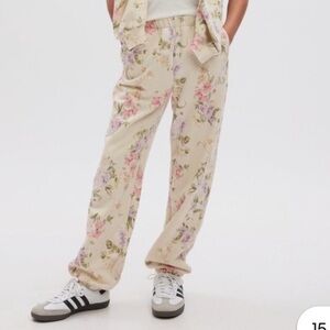 LoveShackFancy x GAP Girls Floral Joggers NWT Pink Cream Sweatpants L